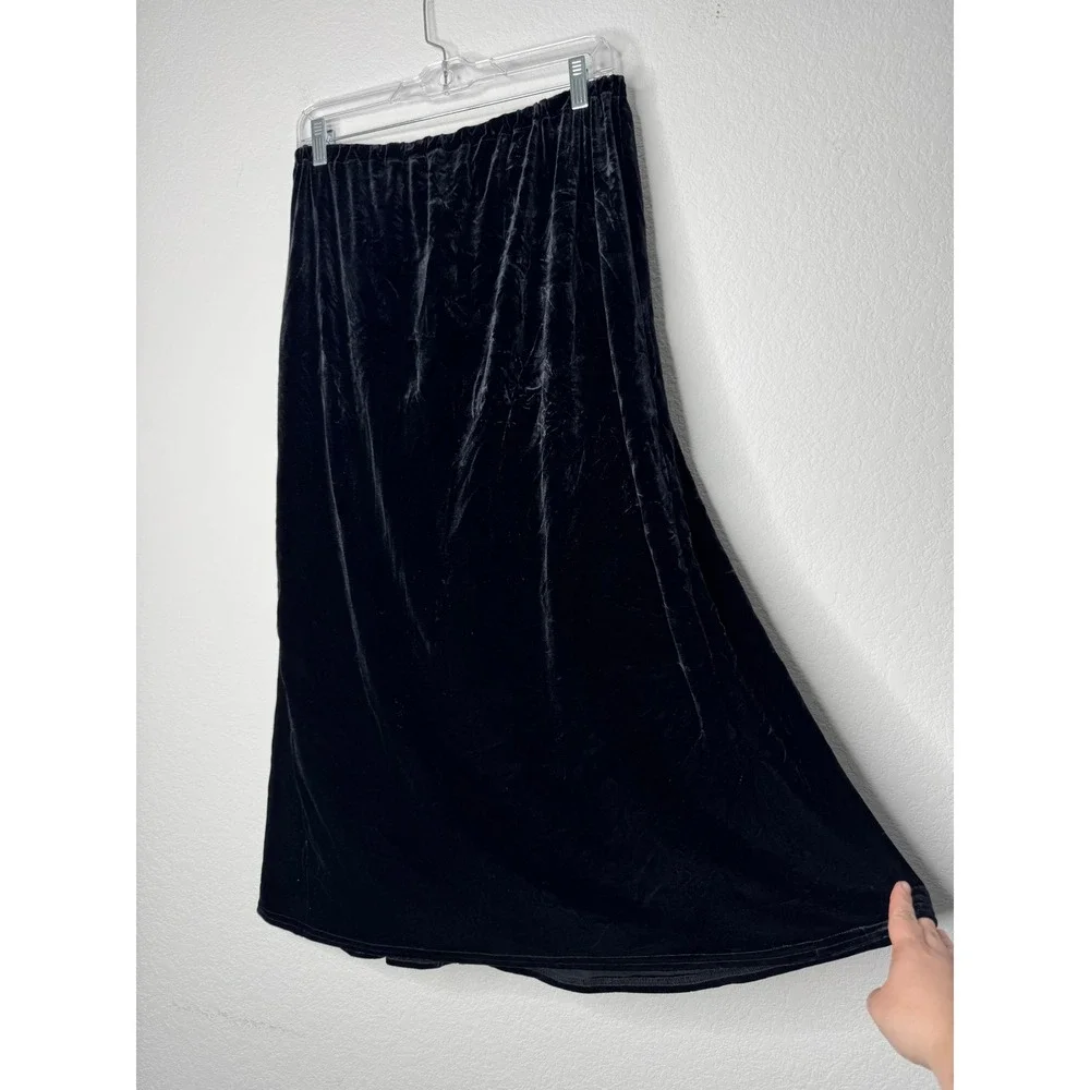 Jessica McClintock Bridal‎ Black Velvet Maxi Skirt Elastic Waist USA Made Size L